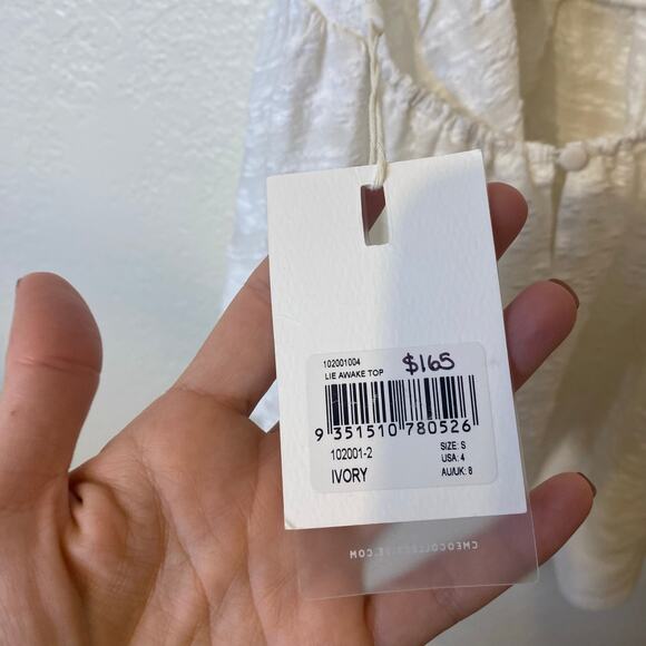C/MEO Collective White High Neck Open Back Peplum NWT - Picture 7 of 9